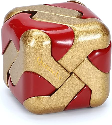 QuzmoLv Rompecabezas 3D cuadrado tridimensional de metal inteligente, juguete de descompresión rojo y dorado