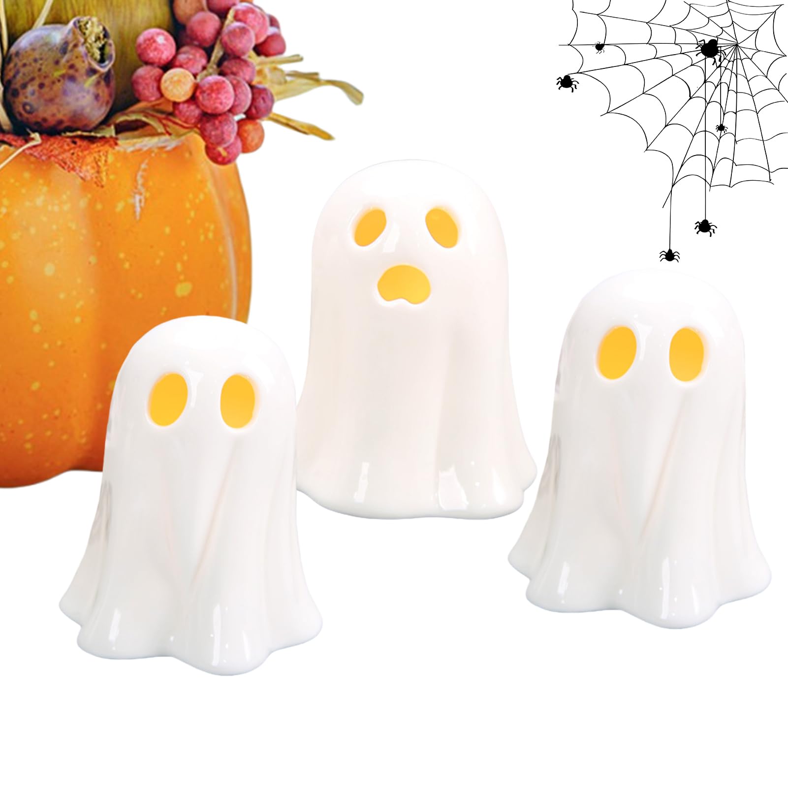 Décoration Étagère Halloween : Mini Fantômes LED pour Bureau et Table