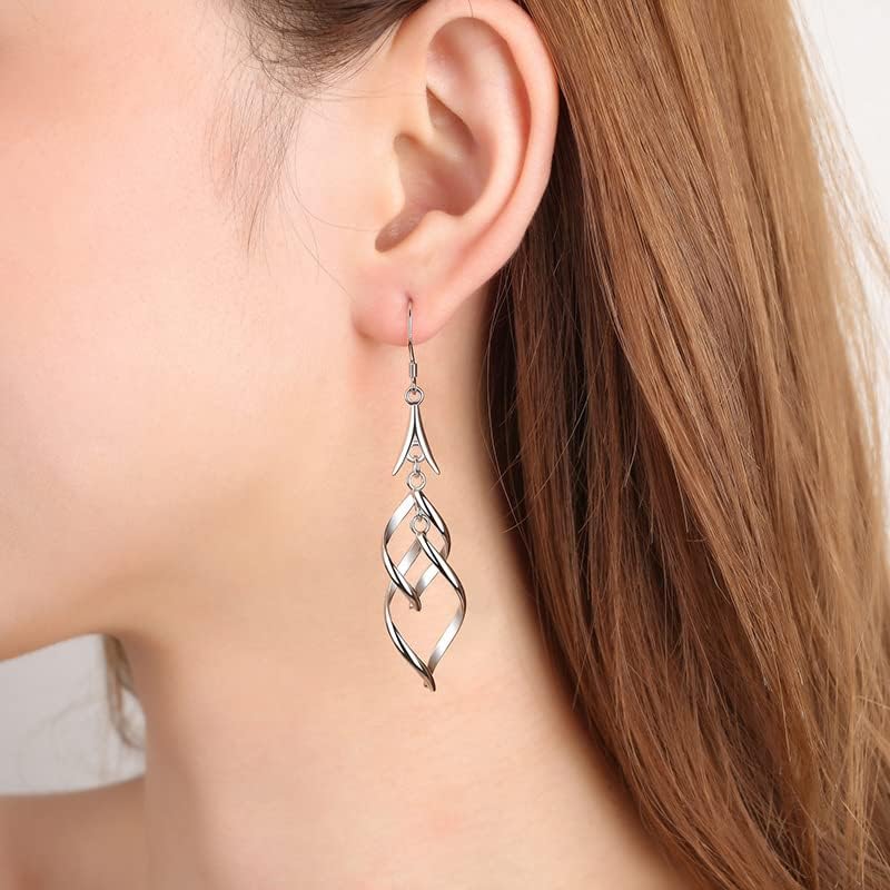 Linear Swirl Wire Earrings For Women dangling Boho Dangle Drop - Image 5