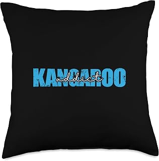 kangaroo marsupial Australia outback animal pouch Kangaroo Addict Australia Marsupial Throw Pillow, 18x18, Multicolor