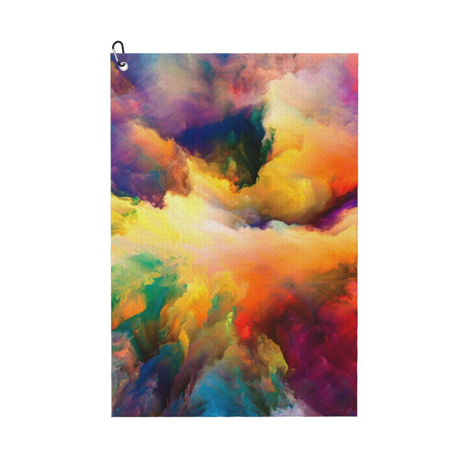 Hnnkloy Multi Coloured Cloud Explosion, 16x24 in Portable Waffle Golf Towels with Carabiner Clip for Golf Bag