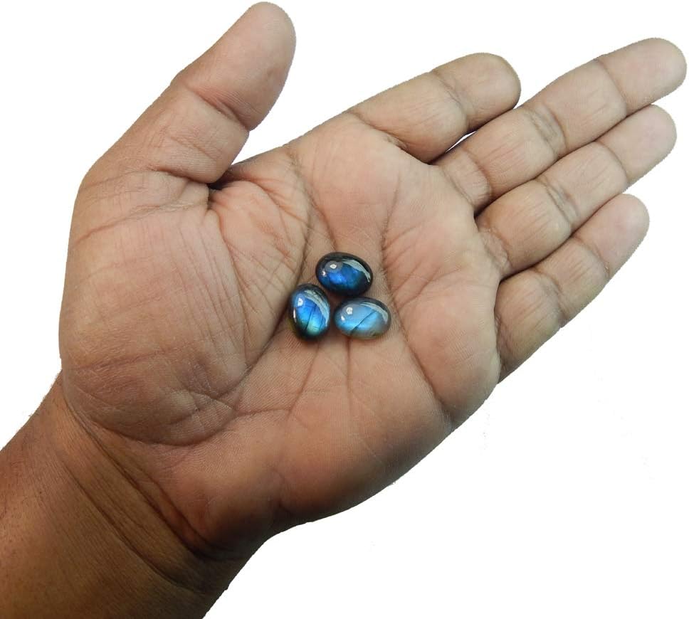 Natural Labradorite 10x14mm oval cabochon blue fire AAA quality loose calibrated gemstones for jewelry making 3 pcs box