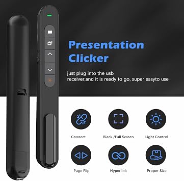 2025 جهاز USB & Type-C 2 في 1 جديد لجهاز Powerpoint، جهاز عرض لاسلكي 328FT عن بعد PPT PowerPoint Clicker، جهاز عرض بحجم ارتباط تشعبي 2.4 جيجا هرتز لجهاز كمبيوتر Powerpoint كمبيوتر محمول Mac