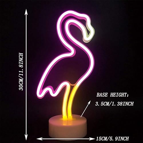 Miniatura 7 de ENUOLI Letreros LED de neón de flamenco y palmera de coco, luz de neón LED alimentada por USB, con base de soporte, decoración de neón para