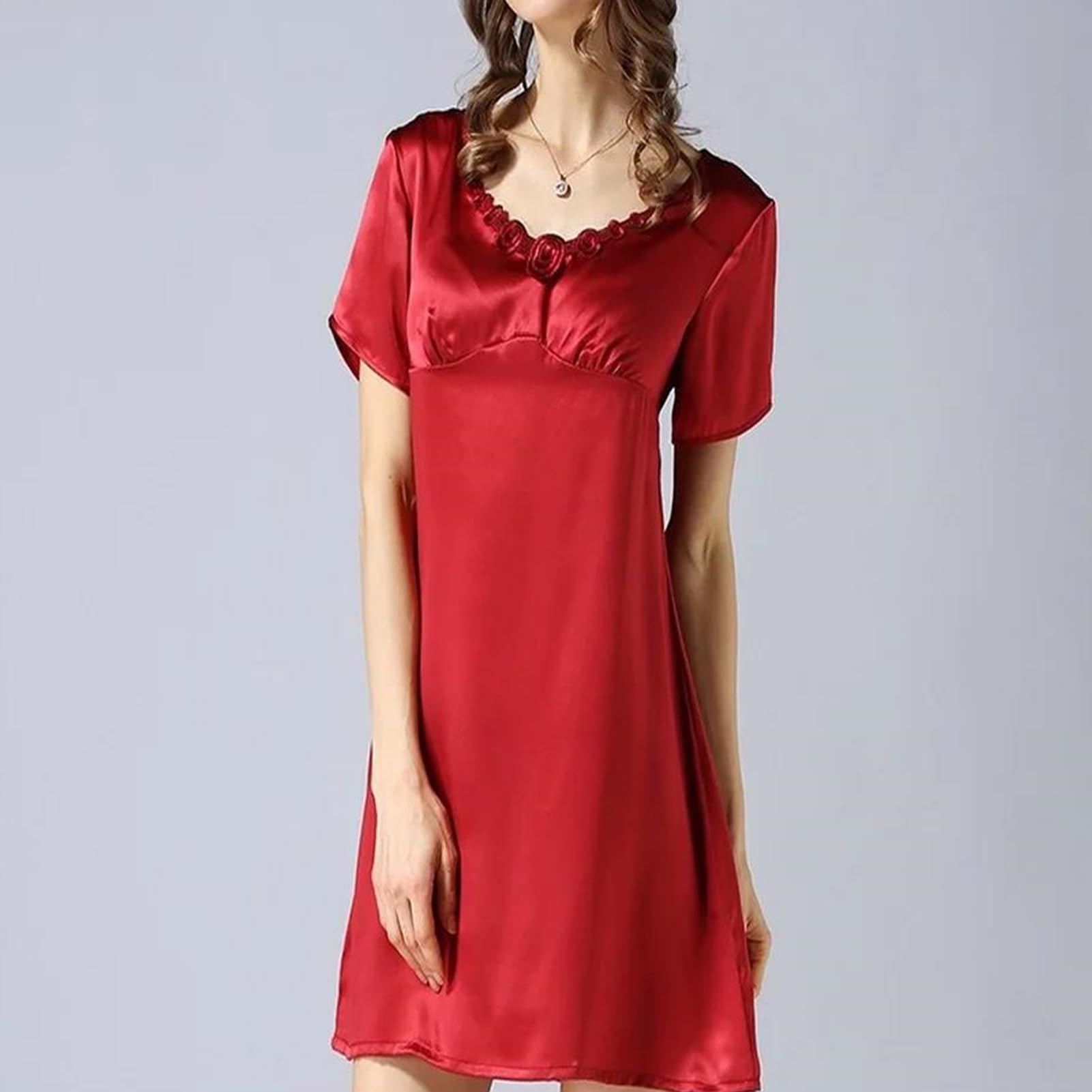 Damen-Pyjama, Maulbeerseide, kurzärmelig, Nachthemd, Seide, Heim-Pyjama
