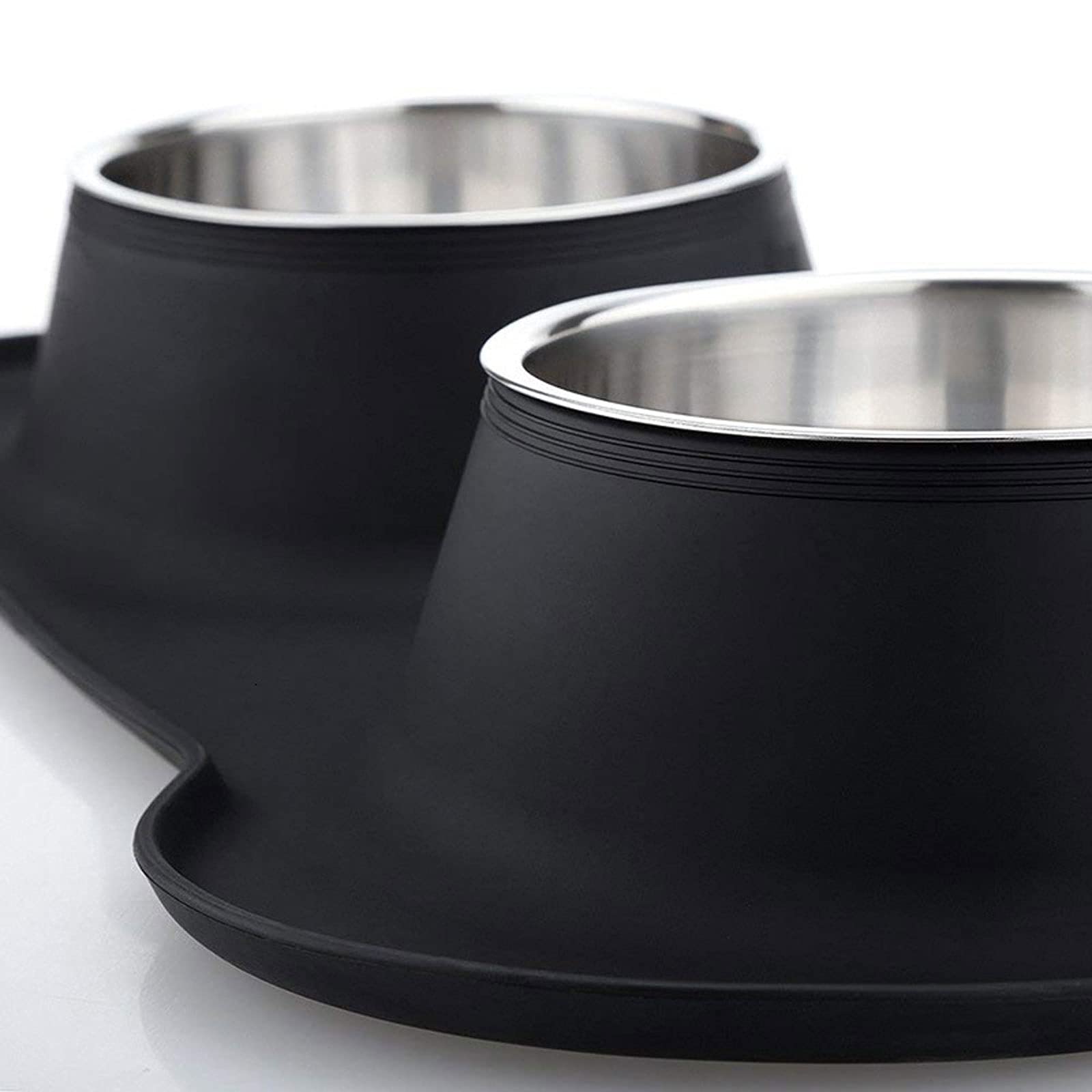 RTHGTFGW Comedero Perro Cuenco de Doble Perro Antideslizante con Estera de Silicona Acero Inoxidable Sin derrame Pet Pet FEINTING Bowing Agua PRODUCTOR Alimentador de Alimentos (Size : S)