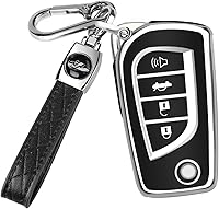 Vista 13 de QBUC Funda para llavero Toyota compatible con Toyota Fortuner Tundra Camry RAV4 Highlander Corolla Smart Key Sliver