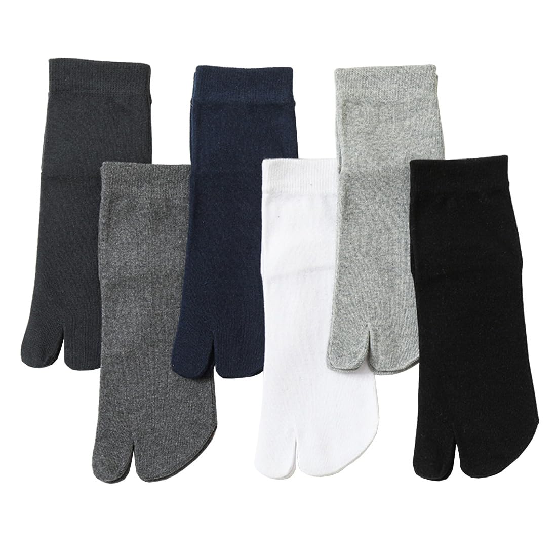Tabi - Calcetines tobilleros de algodón con dos dedos para hombre, para correr, 6 pares, Multicolor, 6-10