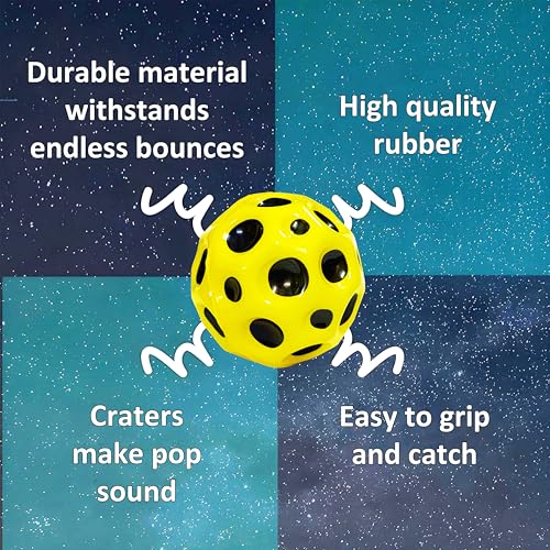 Image of VGRASSP Super Bouncy Rubber Moon Ball Toy for Kids and Adults with Craters - High Bounce, Textured Grip, Perfect for Playtime Fun - Return Gift Foam Ball, Multicolor (Pack of 1)
