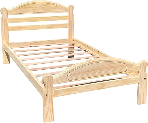 Miniatura 5 de Arizona, marco de cama individual de pino macizo, muebles sin terminar con listones de madera, fácil de montar