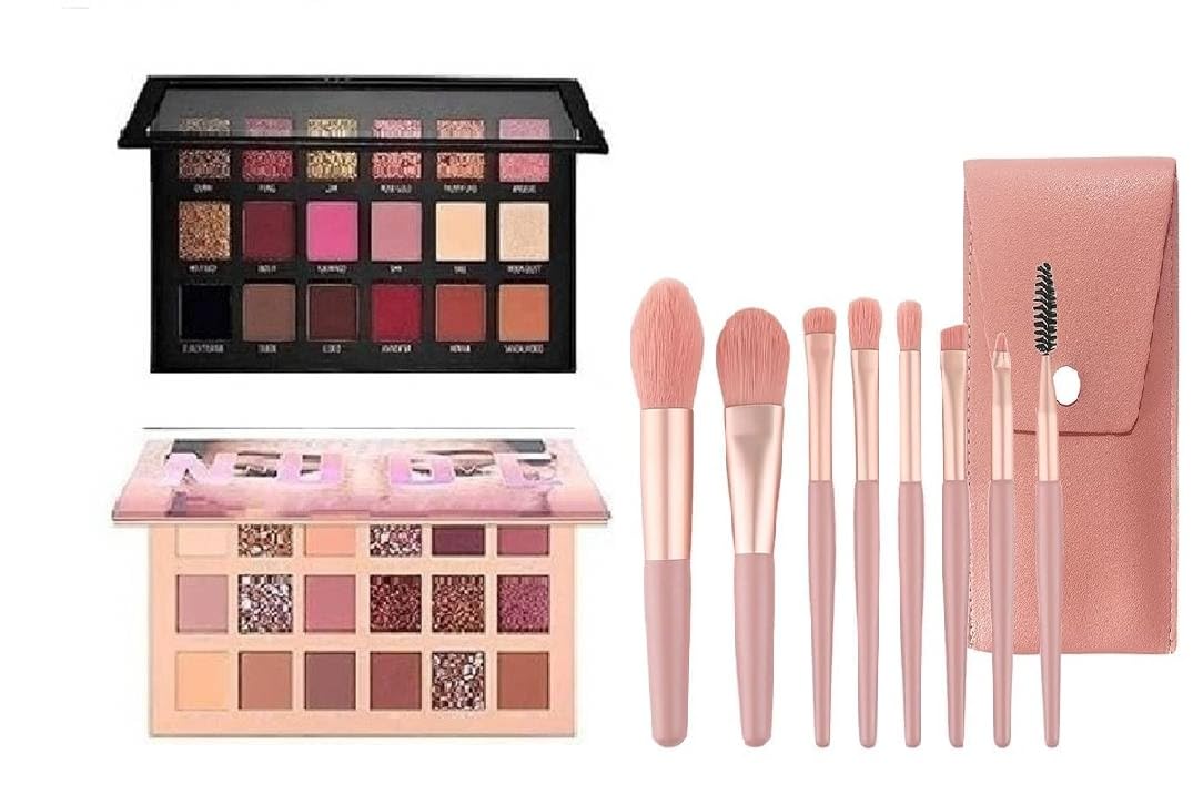 Just Tya Eyeshadow Palette Set with Makeup Brushes, 2 Palettes with Glitter and Matte Shades, 8 Piece Brush Set with Case-image-20