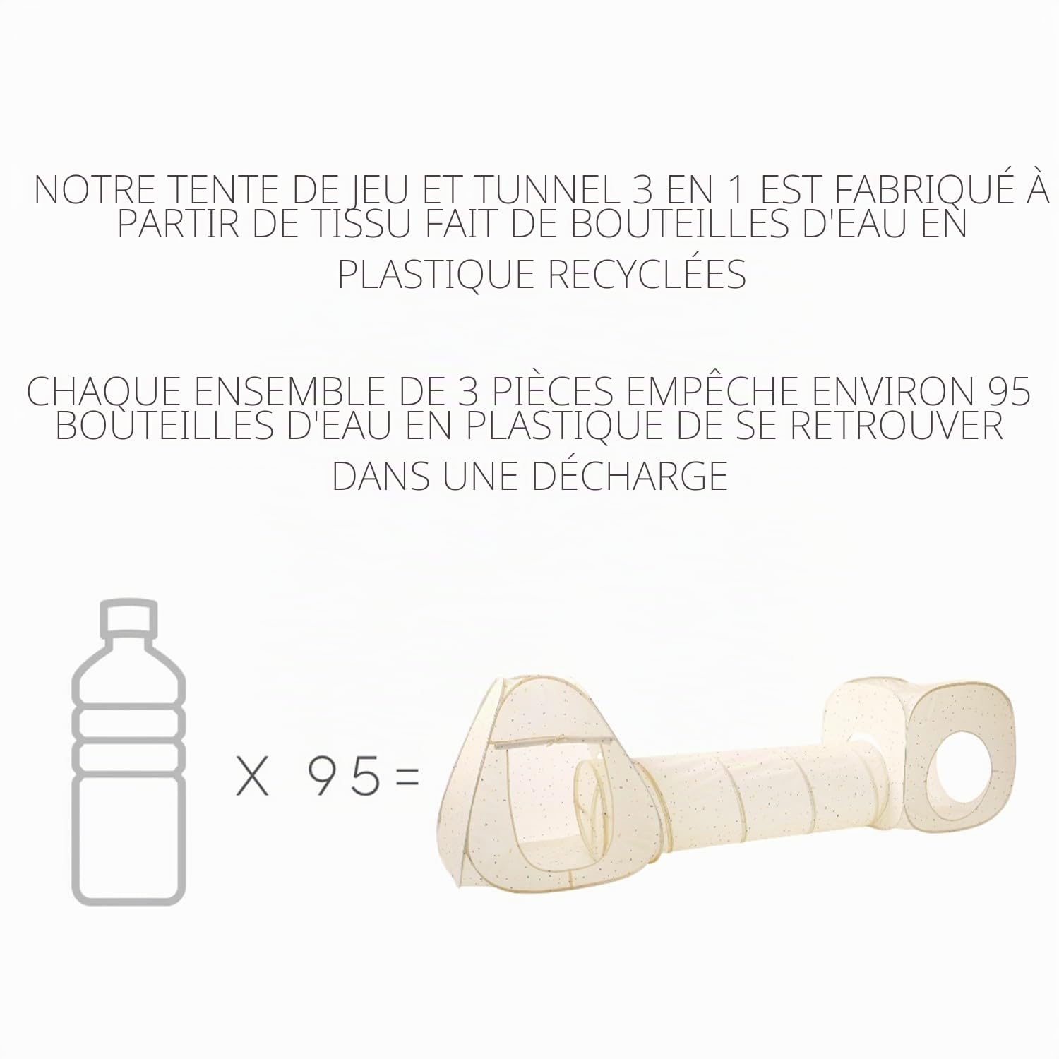 3 Sprouts Ensemble Tente et Tunnel Enfant, Jeux Intérieurs, Terrazzo Beige