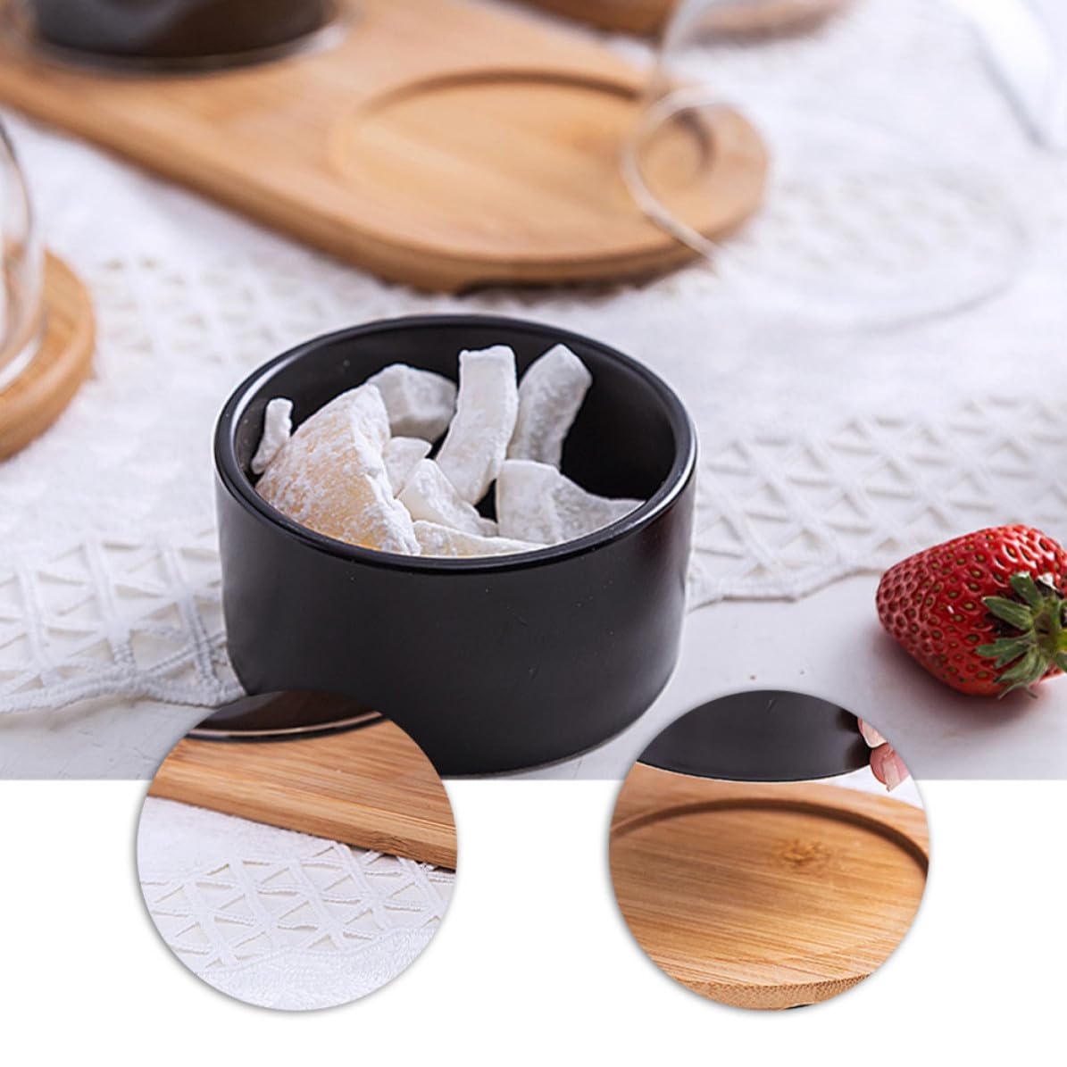Vassoio da Dessert Rotondo in Materiale Ceramico e Vetro 1 Pezzo Ciotolina per Dolci e Snack per Feste e tè Pomeridiani Riutilizzabile
