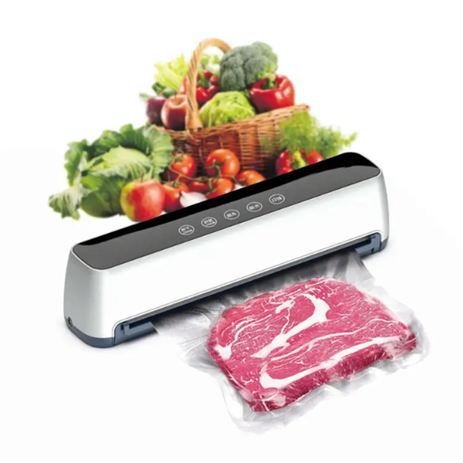 Selladora automática al vacío de Alimentos con Panel táctil LED, Control de Temperatura Inteligente, 5 Modos, Desmontable para un Funcionamiento silencioso, Ideal para Uso