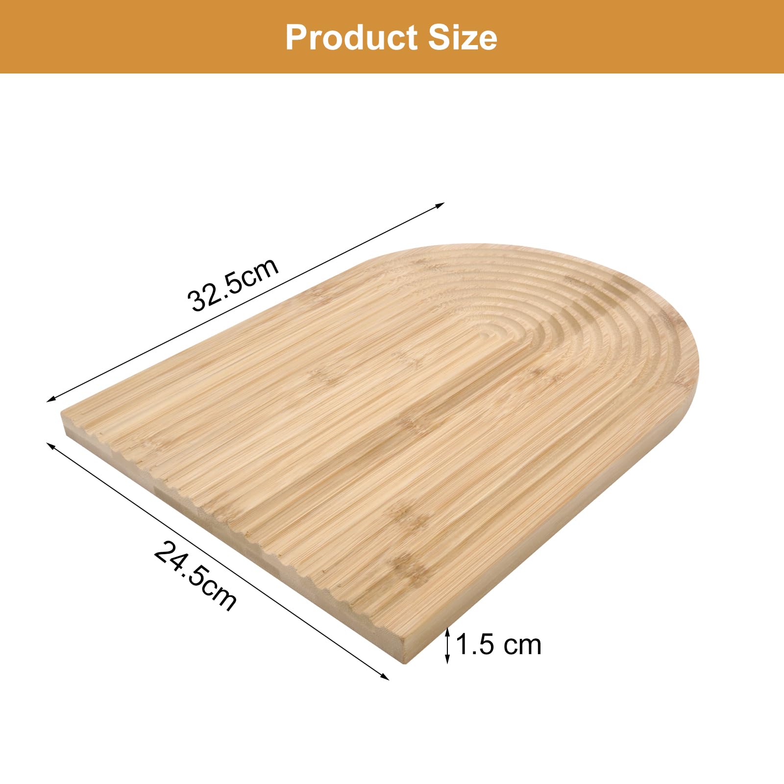 APOMOONS Tagliere Arcobaleno In Legno Di Bamb&ugrave; - Doppia Faccia Per Servire E Tagliare | 32,5x24,5x1,5 Cm