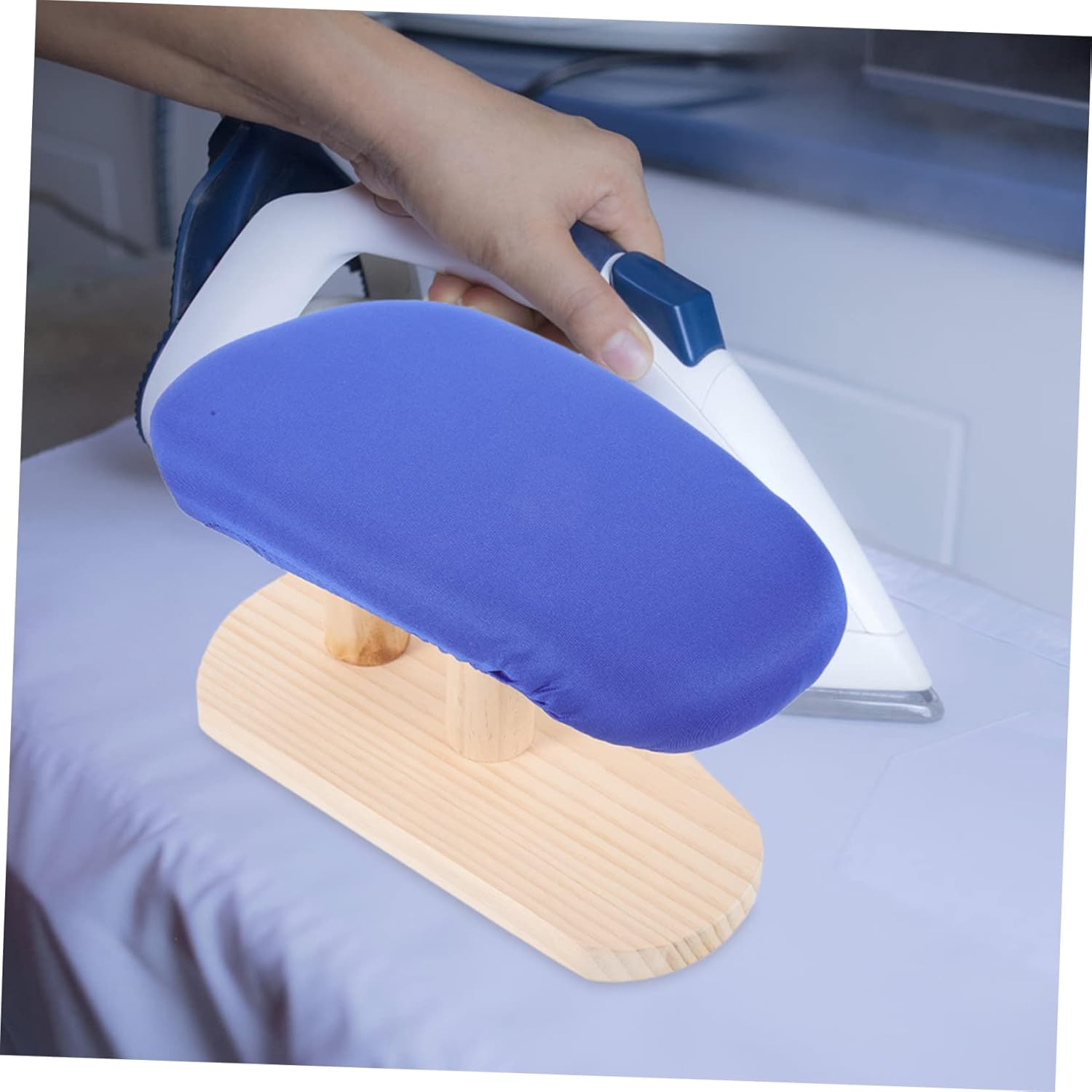 Curved Tabletop Ironing Board Pad with Thickened Wood Base Household Ironing Tool for Shirts Pants Skirts and Practical Home Supplies