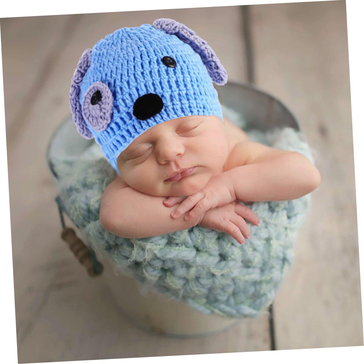 CALLARON Conjunto Ropa Tejida Mano Para Fotografía De Bebés De Accesorios De De Color Azul