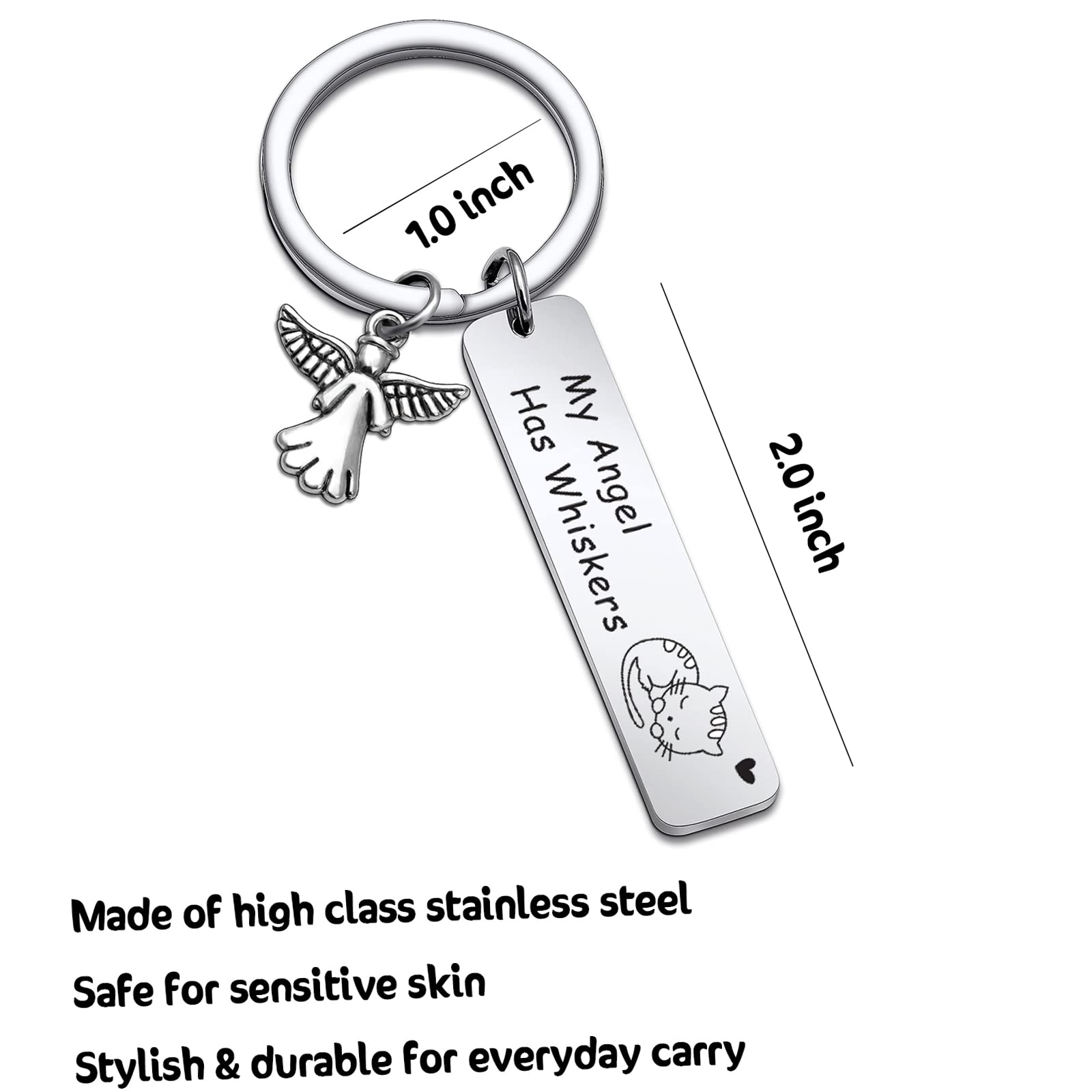 RSZOTW Cat Sympathy Gift Loss Of Cat Gift Cat Memorial Gift Memory Of Kitty Gift Cat Lost Keychain Condolences Jewelry Loss Of Pet Jewelry Cat Remembrance Gift