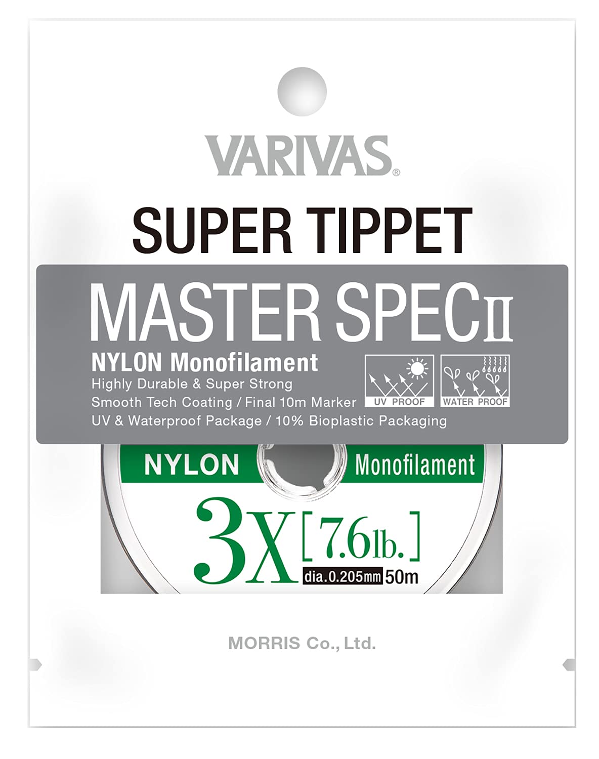 バリバス(VARIVAS) スーパーティペット マスタースペックⅡ ナイロン 50m 【フライティペット/マスタースペック2/高強度/連結スプール/色別スプールバンド付き】 3X(7.6lb)