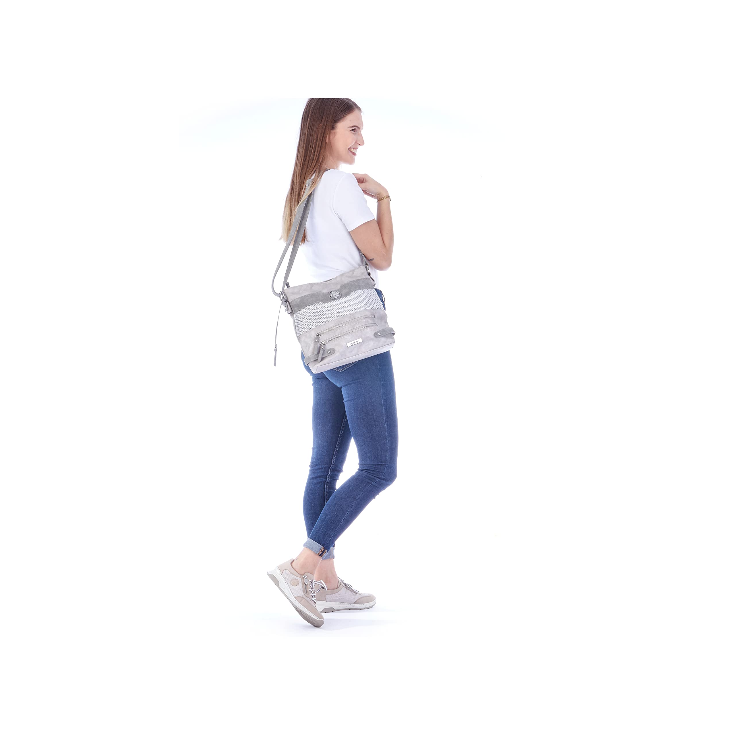 Rieker H1346-16 Damen Umhängetasche Synthetik blau/silber