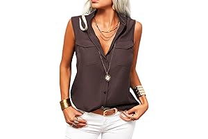 Veatzaer Women's Chic Sleeveless Button Down Tank Tops