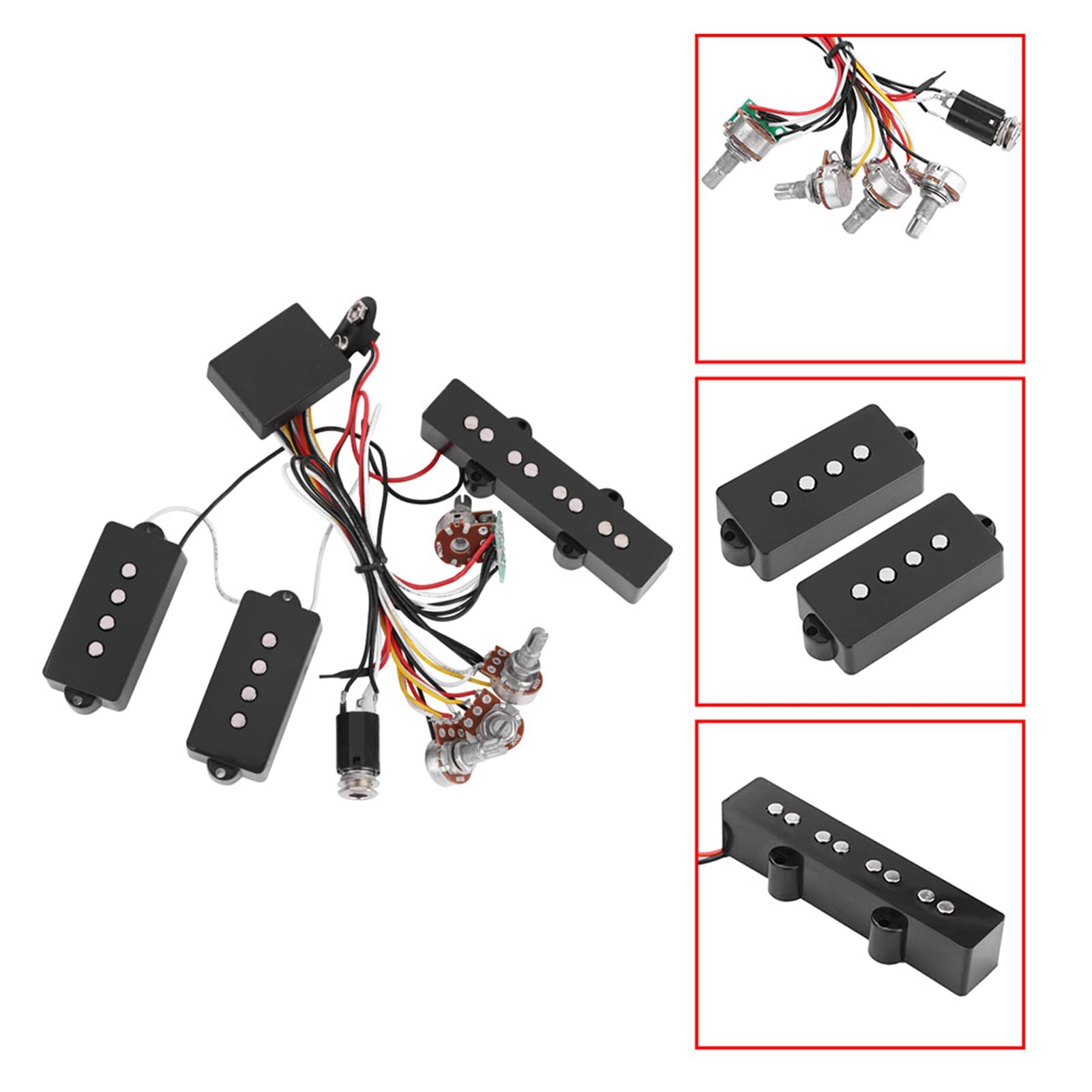Pastillas de bajo Circuito de Cableado de Preamplificador de bajo Eléctrico y Kit de Pastilla para bajo de Jazz: Fácil Instalación, Rendimiento Profesional con Controles Ajustables