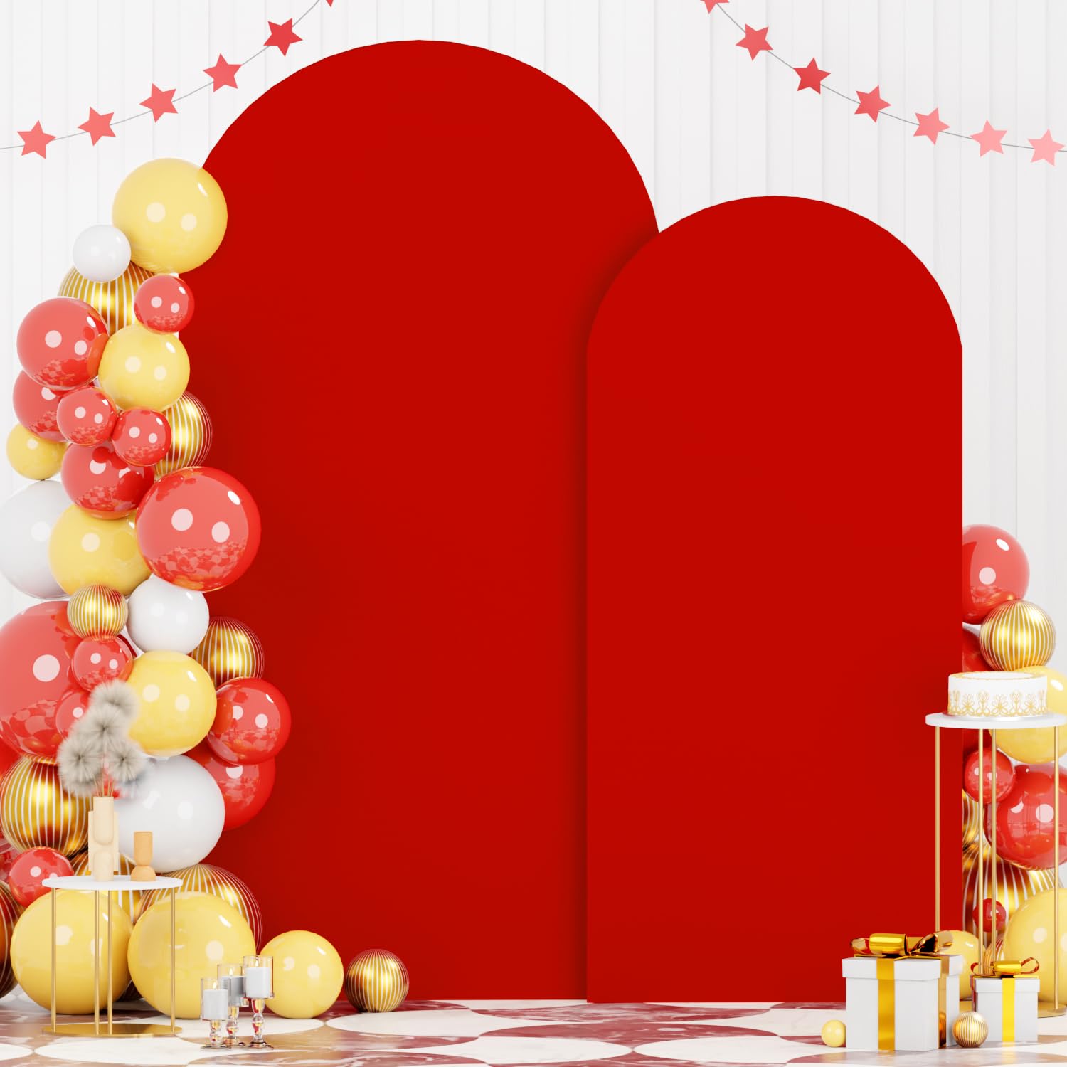 FOTSHARER Red Arch Cover Backdrop Fabric 6FT 7.2FT Spandex Arch Backdrop Cover for Chiara Arches 2 Sided Birthday Arch Stand Cover Boho Wedding Arch Covers Stretchy Backdrops for Party Ornament Supply