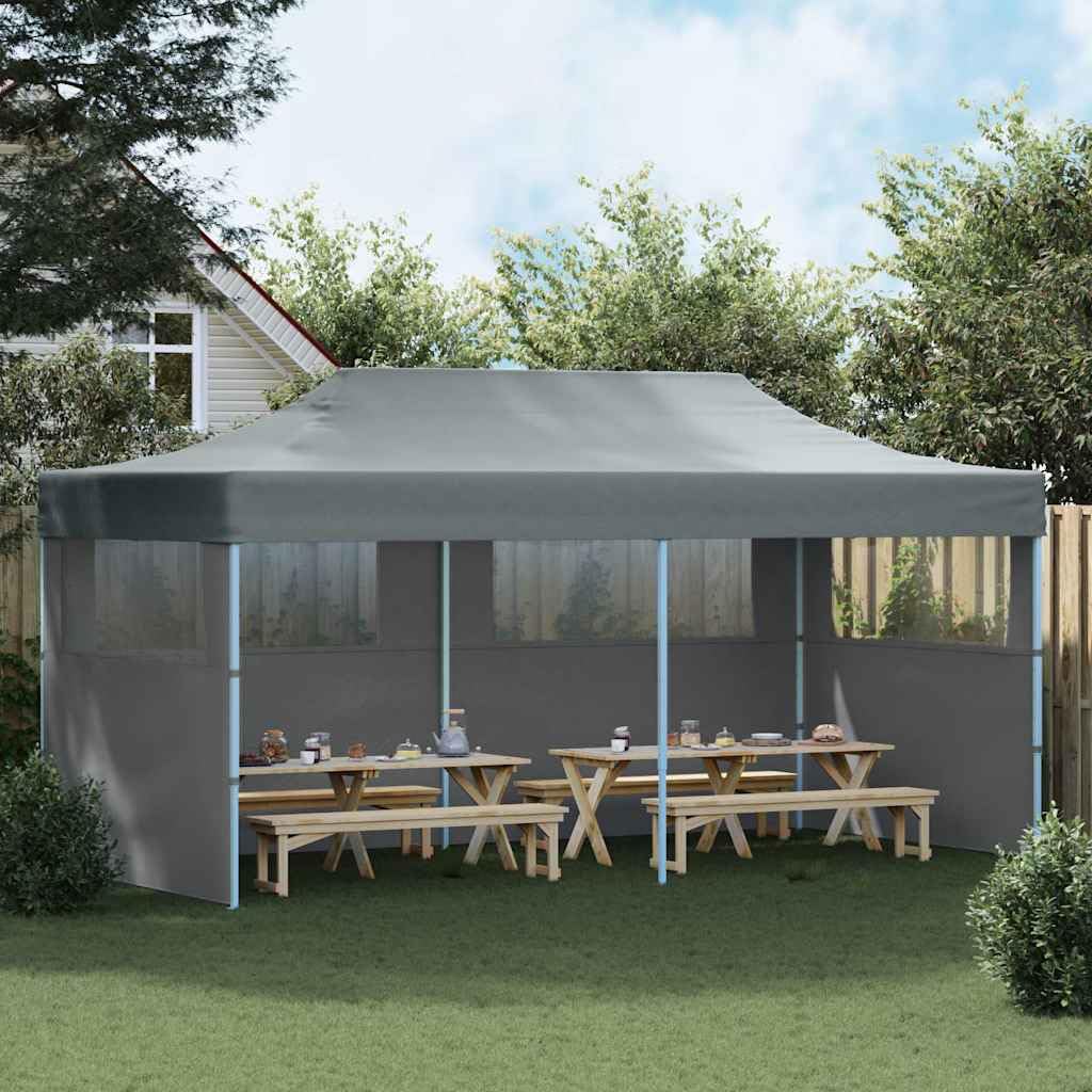 Faltpavillon, 3 x 6 m, mit Seitenwänden, Anthrazit