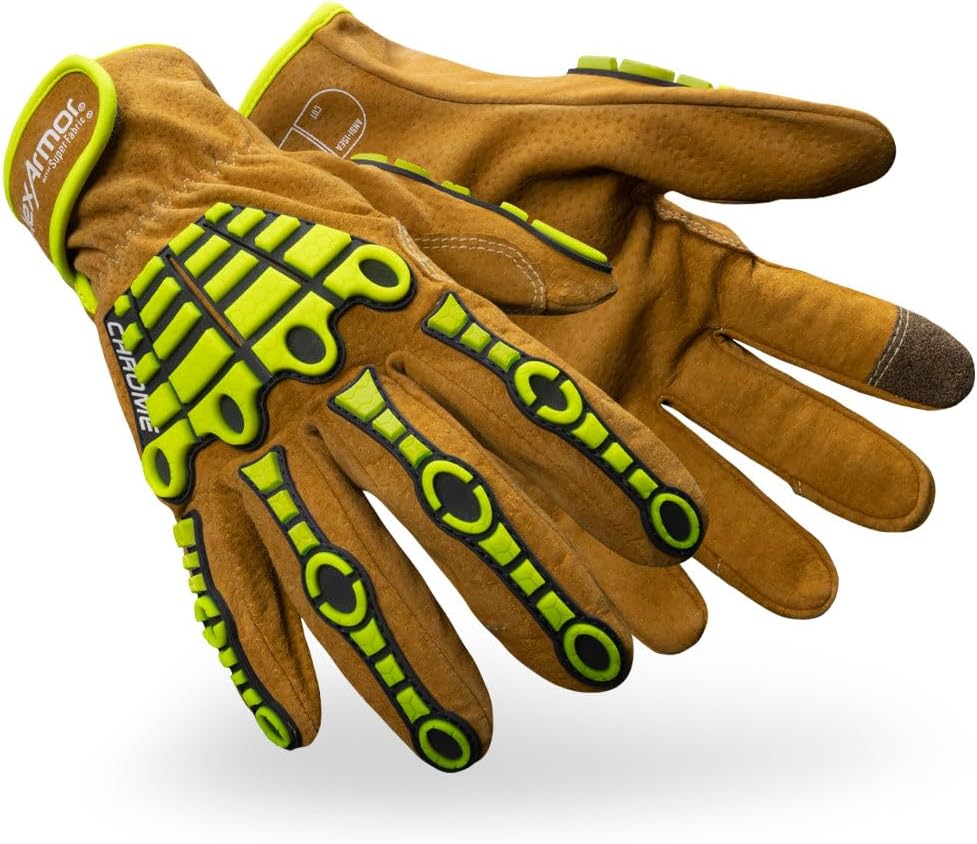 HexArmor Chrome Series Work Safety Gloves | Traditional Leather| Cut, Abrasion, Impact, Contact Heat Resistant