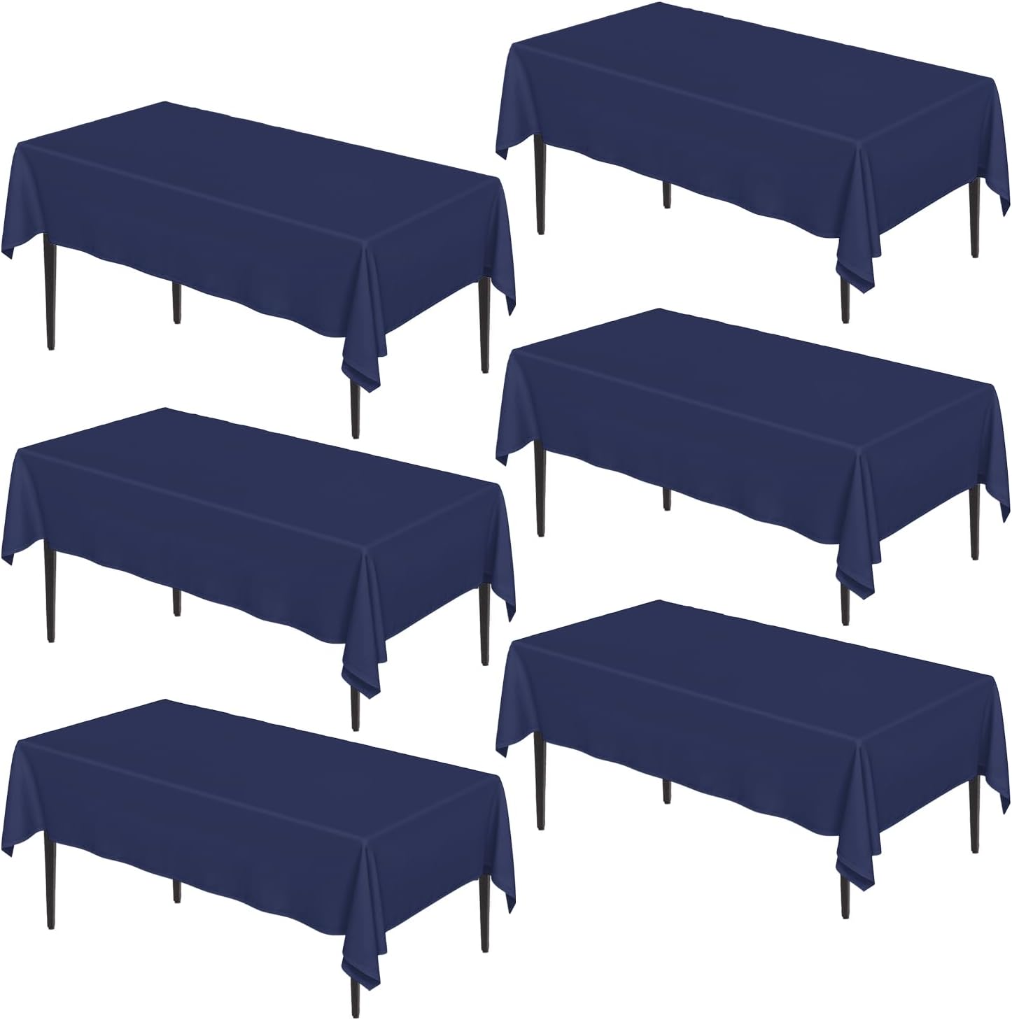 Horaldaily 6 Pack Navy Blue Tablecloth 60104 Inch Rectangular, Stain and Wrinkle Resistant Washable Table Cloth, Decorative Polyester Table Cover for Party Picnic Dinner Decor