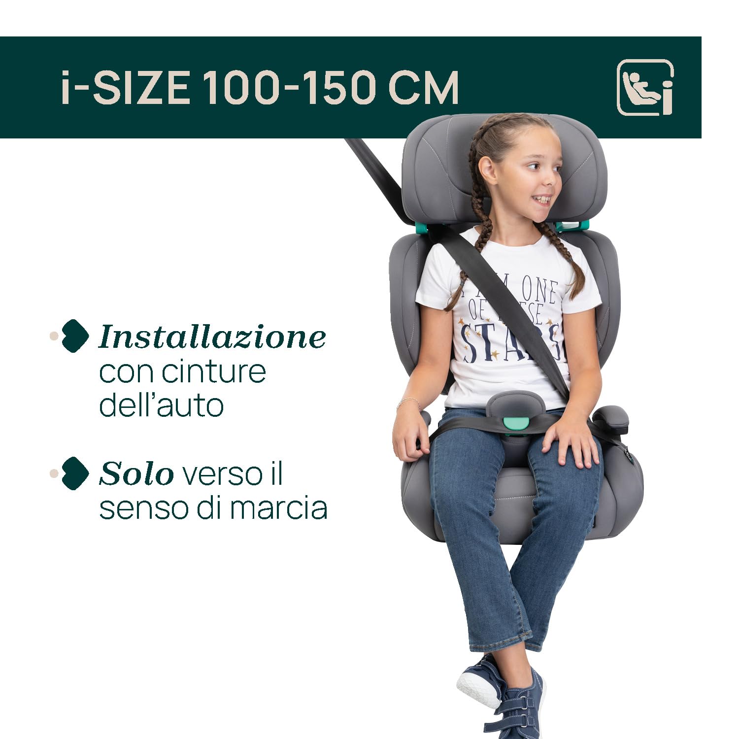 Chicco Quizy Lite i-Size, Seggiolino Auto Bambini 3-12 Anni (100-150 cm), Peso 15-36 kg, Facile da Installare, Reclinabile, Regolabile in Altezza, con Braccioli Imbottiti e Seduta Confortevole, Rosso