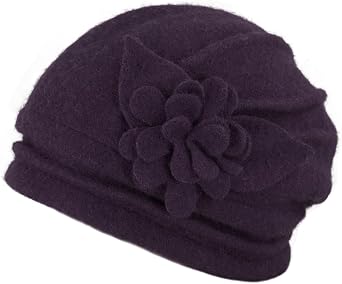 Dahlia Womens Winter Hat - Wool Cloche/Bucket Hat, Slouch, Flower