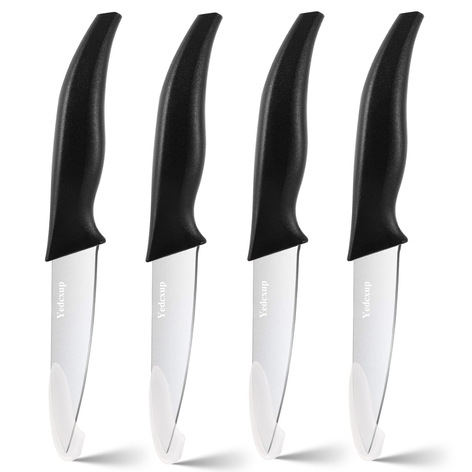 Yedcxup Paring Knives Set of 4-4'' Fruit Vegetable Paring Knives Large Sturdy Handle 4Cr14 Stainless Steel Sharp Blades Paring Knife Quick Cutting Small Kitchen Knife (4pcs/Black)