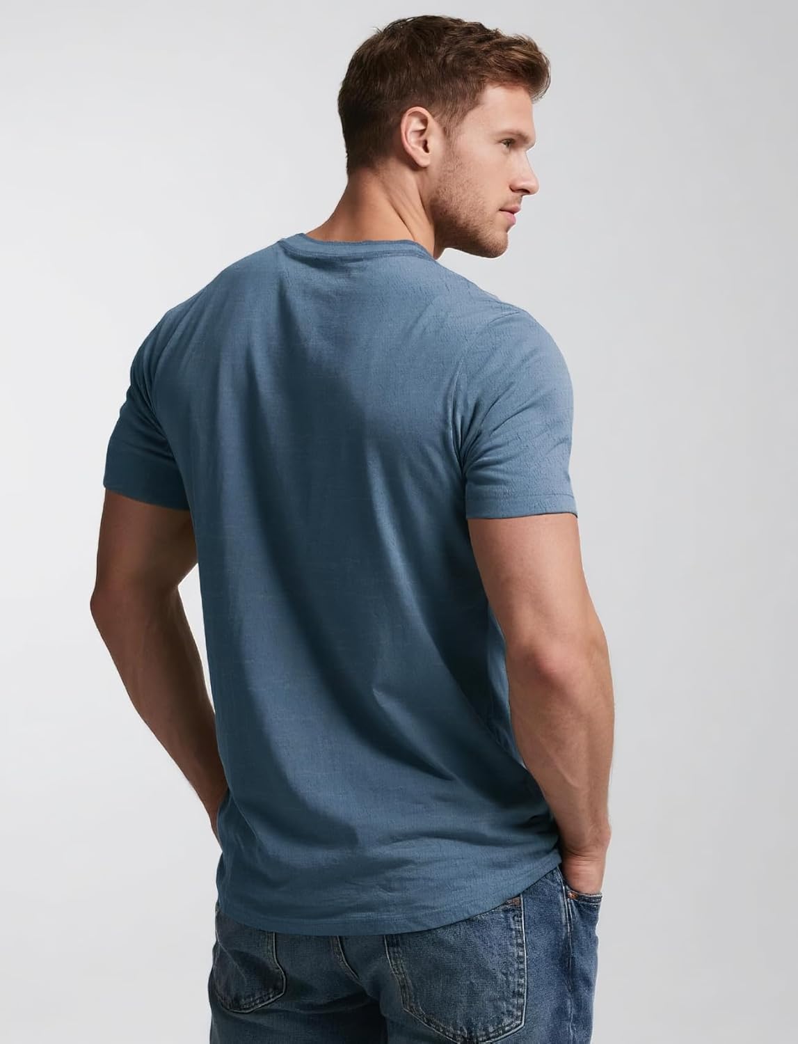 Men's Henley T-Shirts, Tee Thirts Short Sleeve Button Neck Fitted Casual Triblend Cotton Basic Shirts - Image 3