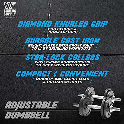 Wf Athletic Supply Adjustable Dumbbells, Home Workout Equipment For Weight Lifting & Strength Training, Size Options Available 20Lb, 25Lb, 30Lb, 52.5Lb & 100Lb #TOP7
