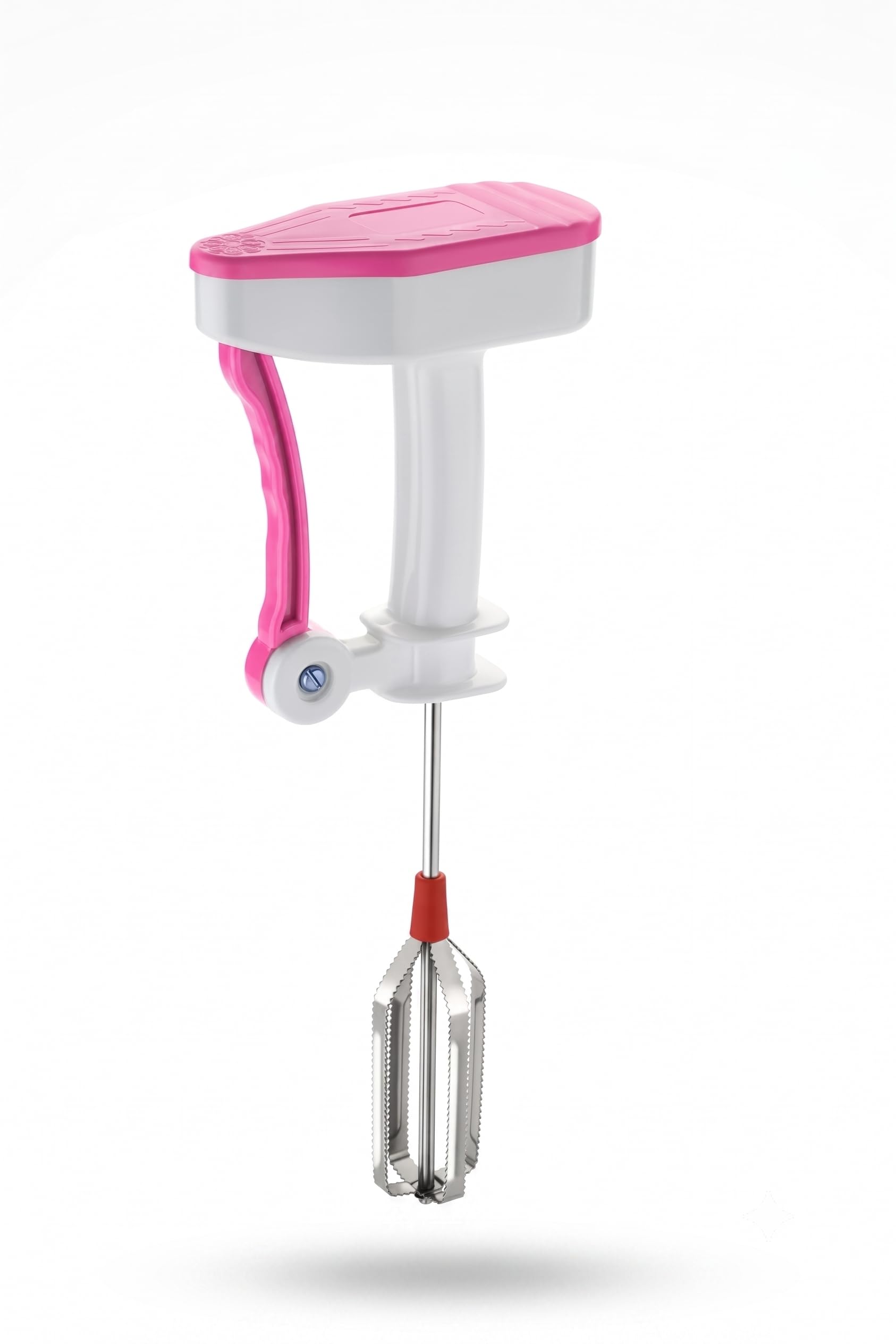 Hand Blender Mixer with Stainless Steel Whisk, Pink and White | Manual Operation, Crank Handle, No Electricity Needed, Egg Beater, Lightweight Design-image-24