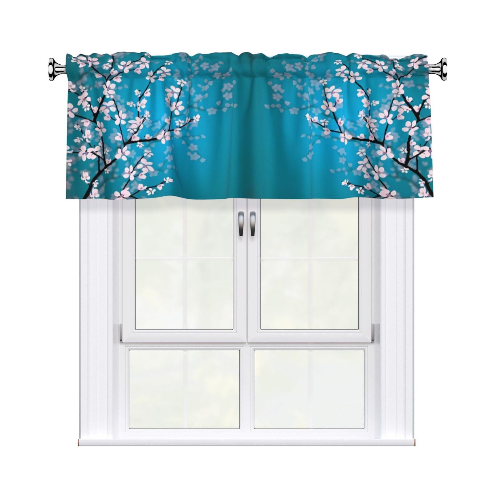 YYHHAOFA Cherry Blossom Prints Durable Kitchen Window Layer – 54x18 Inch 100% Polyester Valance with Precision Construction
