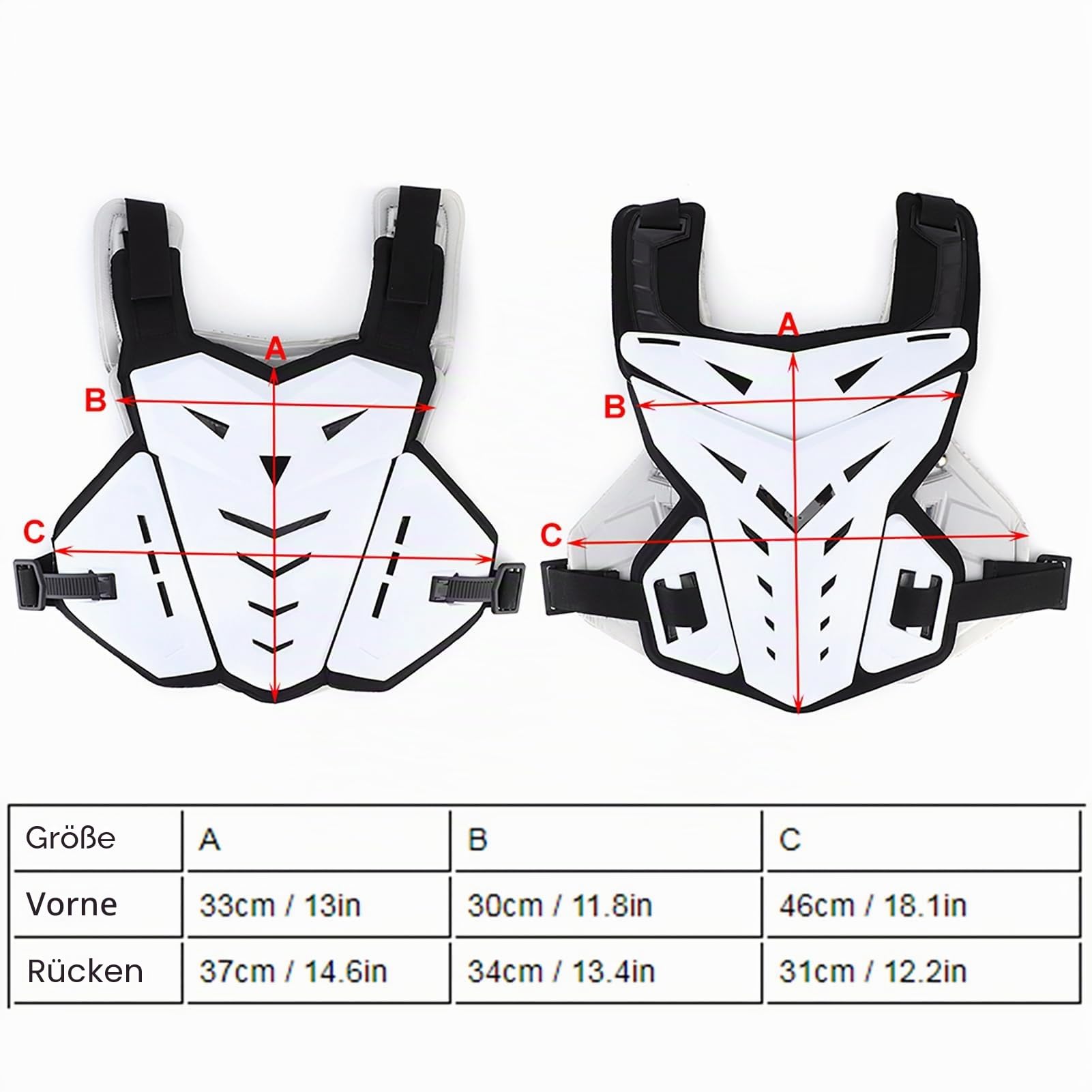 Motorrad-Körperschutzweste, Brustschutz, für Geländemotorräder, Rennen, Radfahren, Skifahren, Motocross, für Erwachsene und Kinder, Schutzjacken für Fahrrad, Weiß