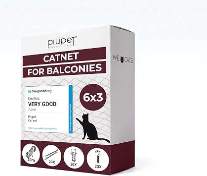 PiuPet  Cat Safety Net transparent incl. fastening rope, Protective Net for Balcony & Window 6 x 3 m