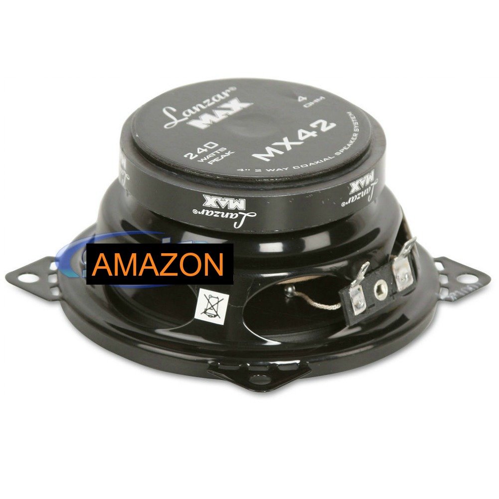 2 LANZAR MX42 MX 42 2-drożne głośniki współosiowe 10 cm 100 mm 4" 120 watt rms 240 watt max do przygotowania samochodu do standardowych obudów, na parę