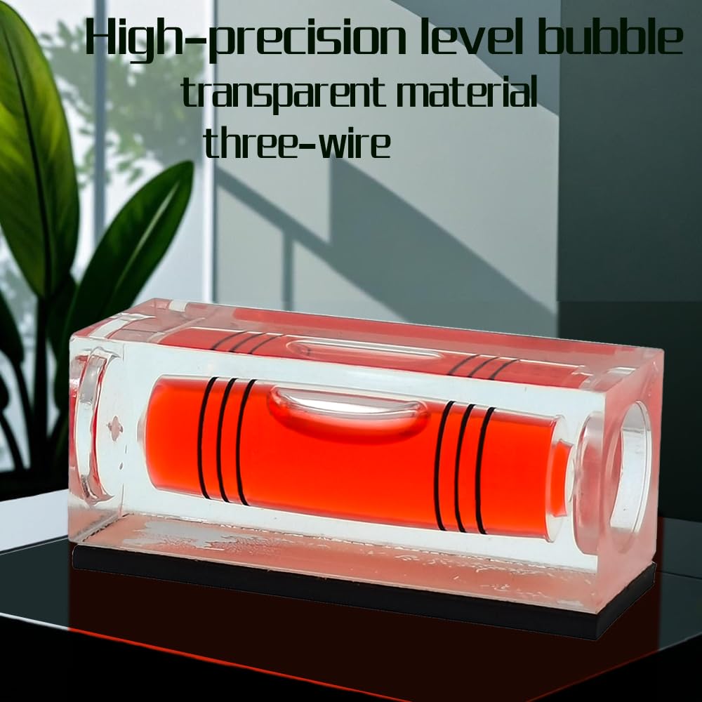 Mini burbuja de nivel de alta precisión, mini burbuja de nivel, bola de nivel de tres líneas, regla de nivel, nivel doméstico magnético 4PCS (40x17.5x15mm rojo magnético)