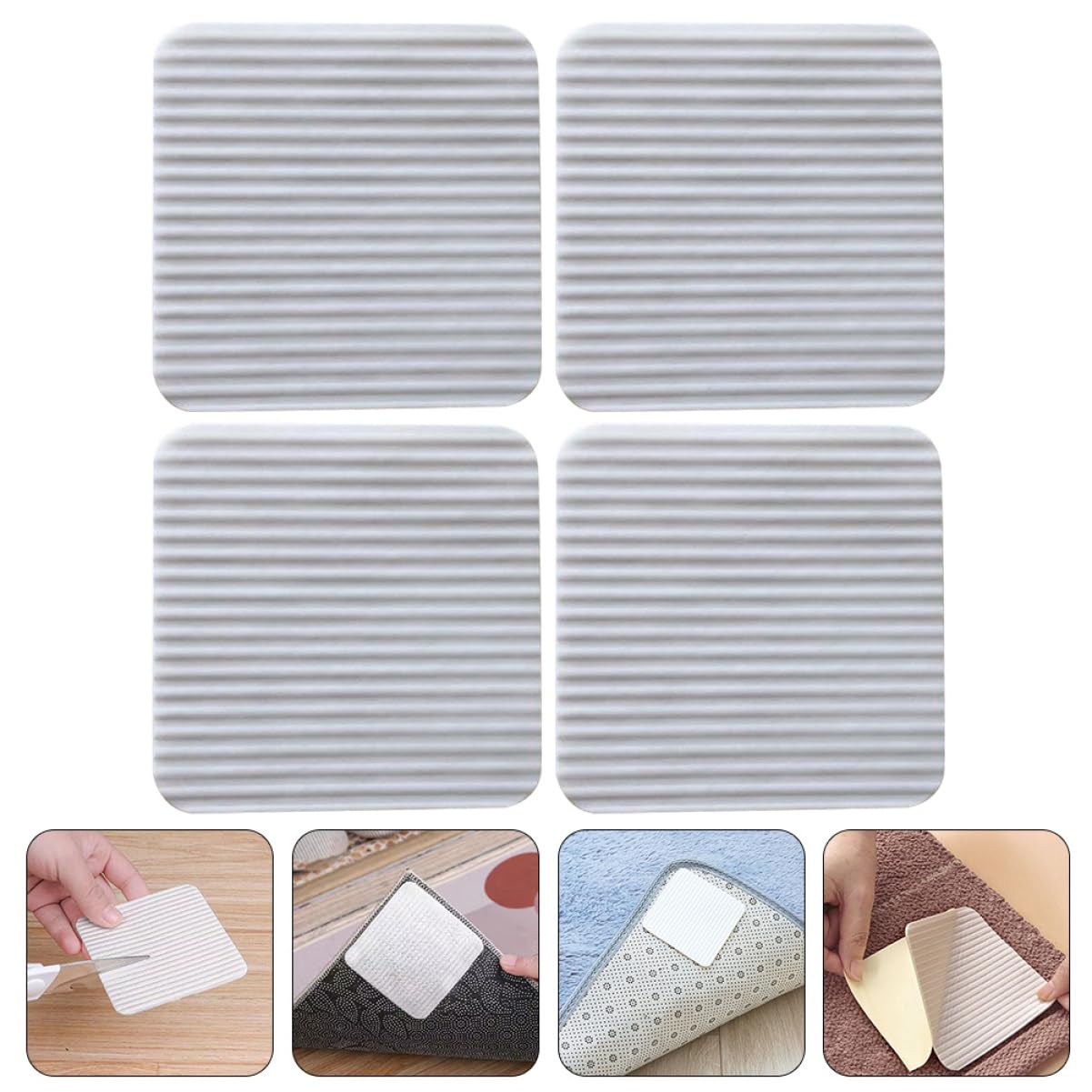 ABOOFAN Lot De 5 Autocollants pour Tapis Ruban Adhésif Double Face pour Tapis Non Adhésif pour Tapis Amovible pour Parquet 4 Pièces X 5