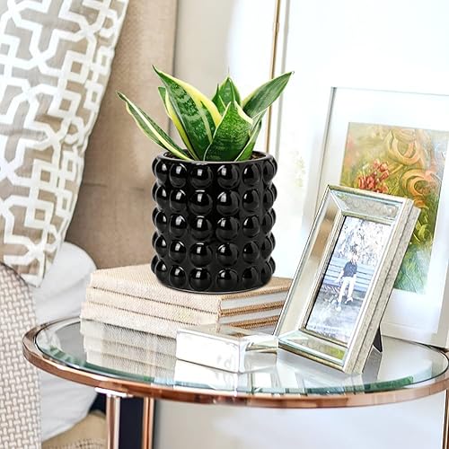 Miniatura 4 de DILATATA Maceta de cerámica de 6 pulgadas para plantas de interior con agujero de drenaje, maceta de flores de burbujas, maceta de jardín macetero