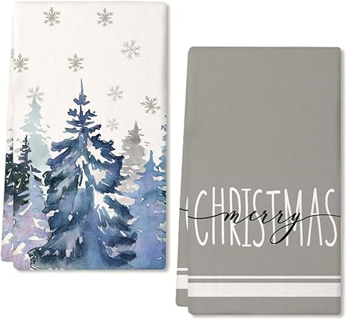 ARKENY AD136 - Juego de 2 paños de cocina de Navidad, diseño de copos de nieve, color azul, 18 x 26 pulgadas, decoración del hogar de granja