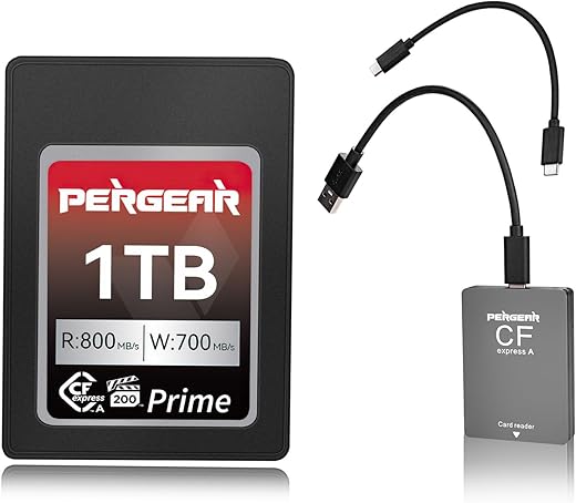 Pergear 1TB CFexpress Type A Memory Card with Card Reader, Up to 800MB/s Read Speed & 700MB/s Write Speed for Sony Alpha Sony FX Cameras, Up to 8K…