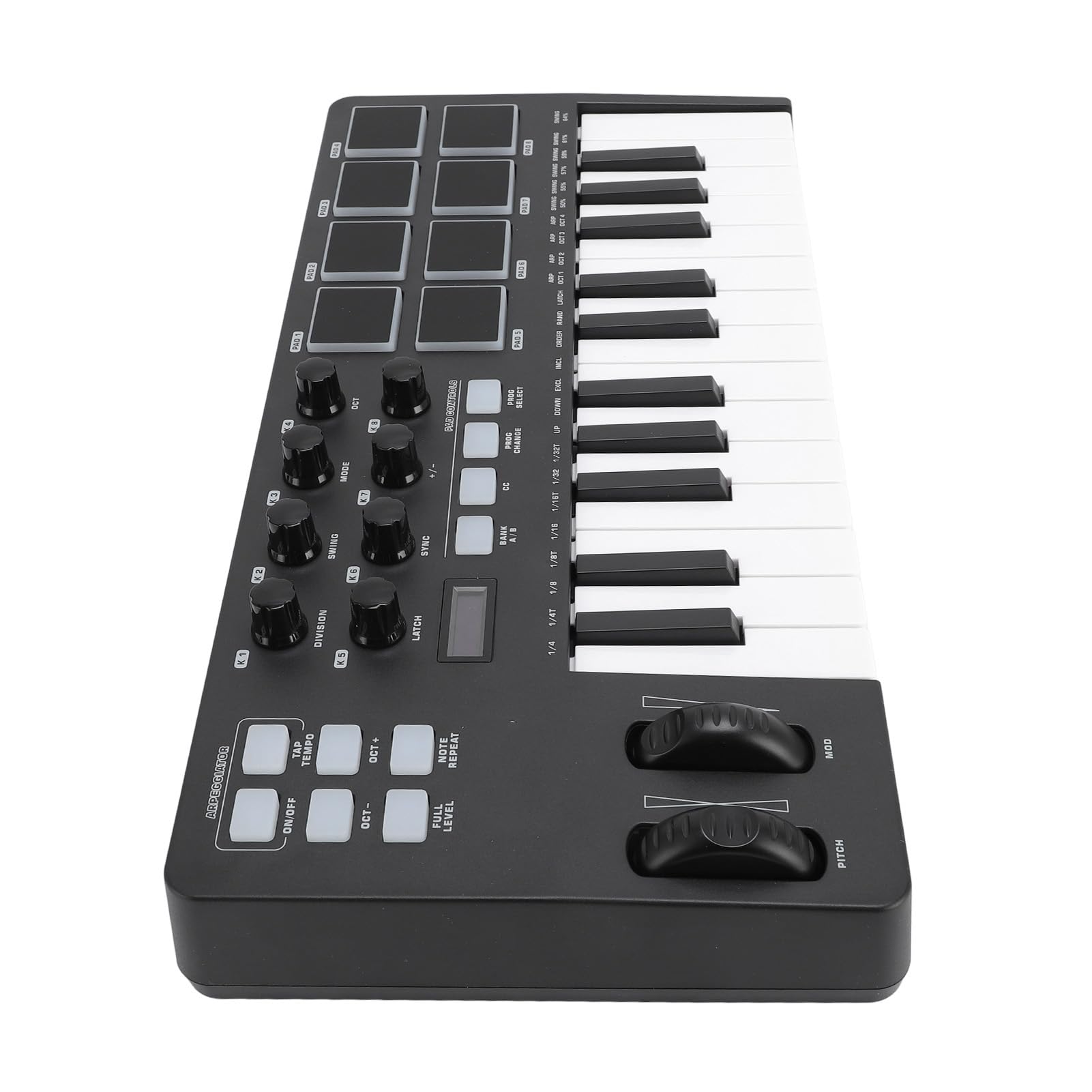 Fabater Controlador de Teclado MIDI USB de 25 Botones con Compatibilidad para Varios DAWS, Teclado MIDI Compacto para Grabación, Rendimiento con Amigos-Black-Abs