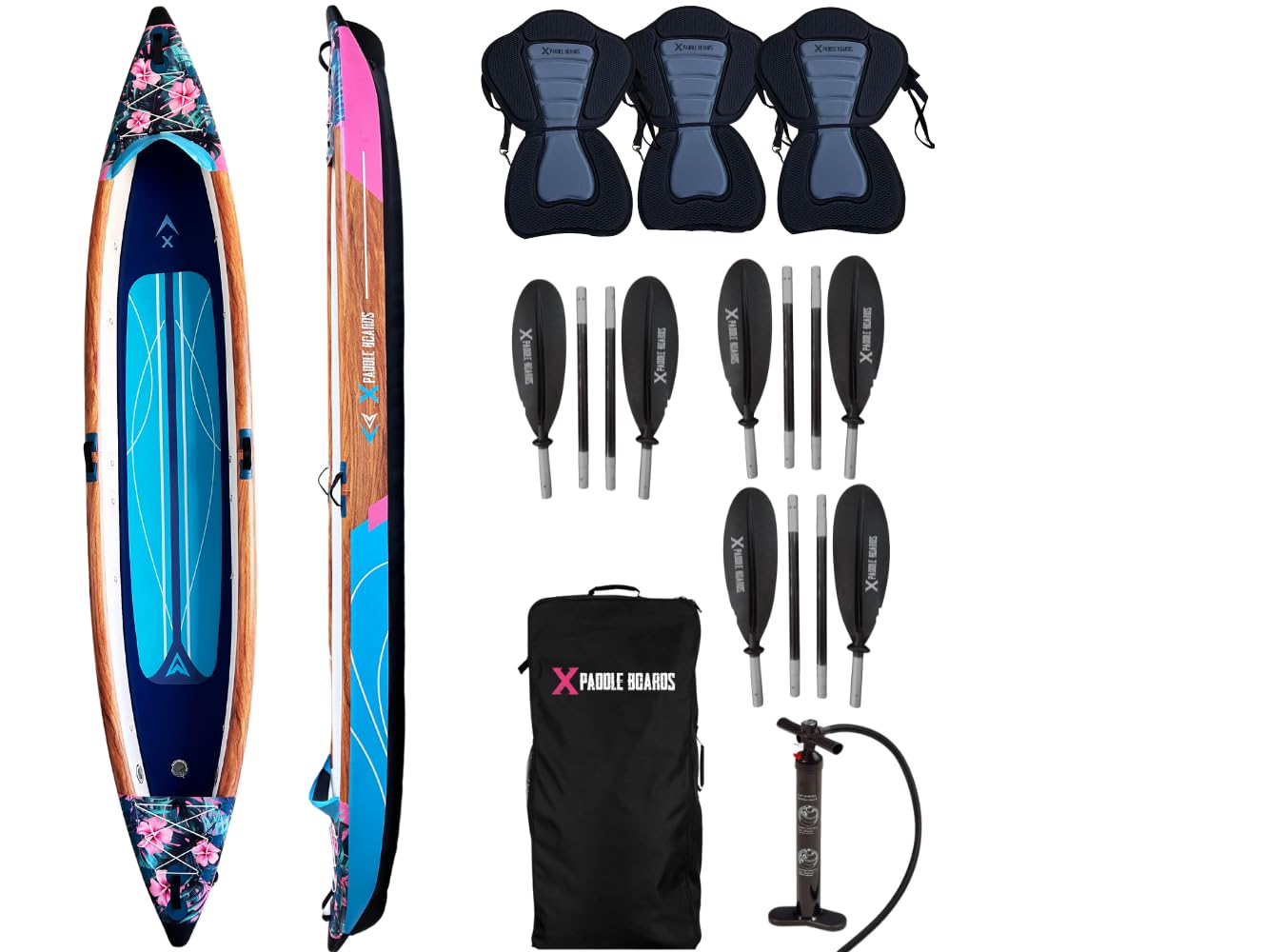 Canoa Kayak Inflable 3 Plazas Dropstitch 490 x 85 x 42 cm K-Hawaii