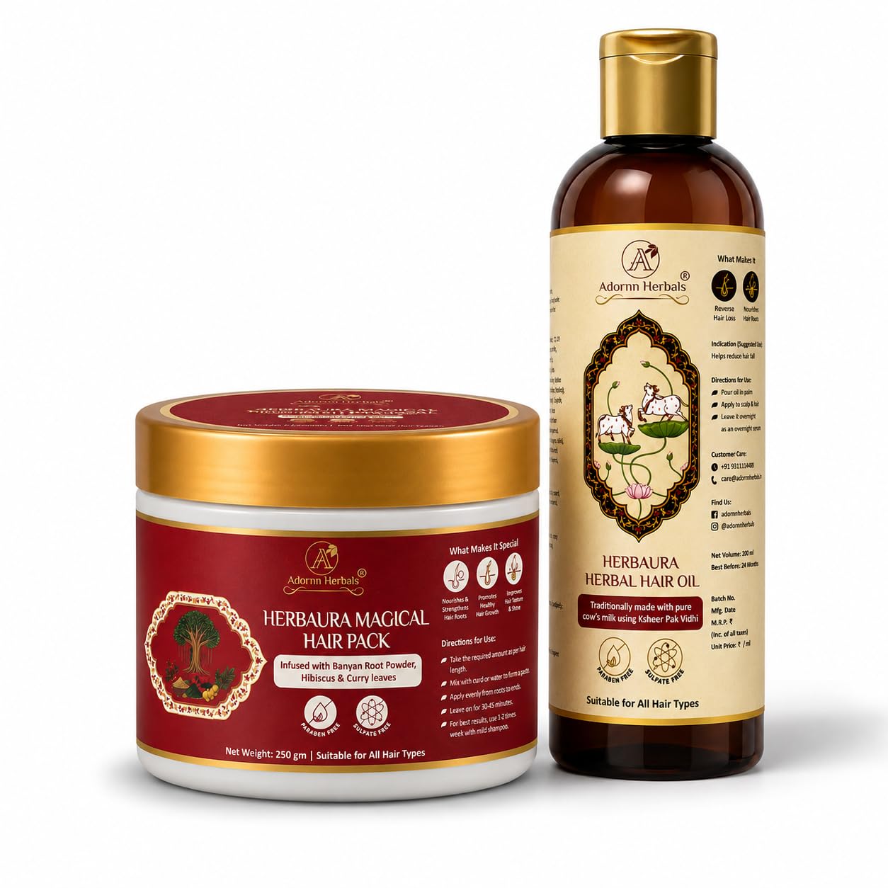 Herbal Hair Care Combo Magical Hair Pack (250g) Hair Oil (200ml) With Banyan Root Hibiscus Curry Leaves Amla & Shikakai For Hair Fall Control Scalp Nourishment & Smooth Hair-image-30