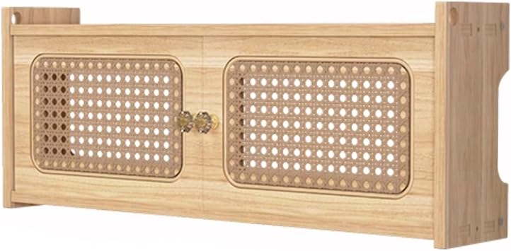 WiFi Wireless Router Storage Box, Wall Mount Router Cabinet Hider, Rattan Routers Shelf Can Be Used to Cover Electrical Boxes,Place Idle ItemsNatural,L23.6xW4.5xH9IN