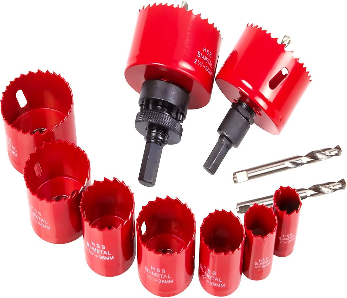 Eliseo 14 Piece Hole Saw Set in Case,3/4” to 2-1/2” HSS Bi-Metal Hole Saw Kit with Mandrel,Pilot Bit&Adapter for Cutting Holes Through Wood,Plastic,Drywall,Soft Metal Smoothly and Fast.